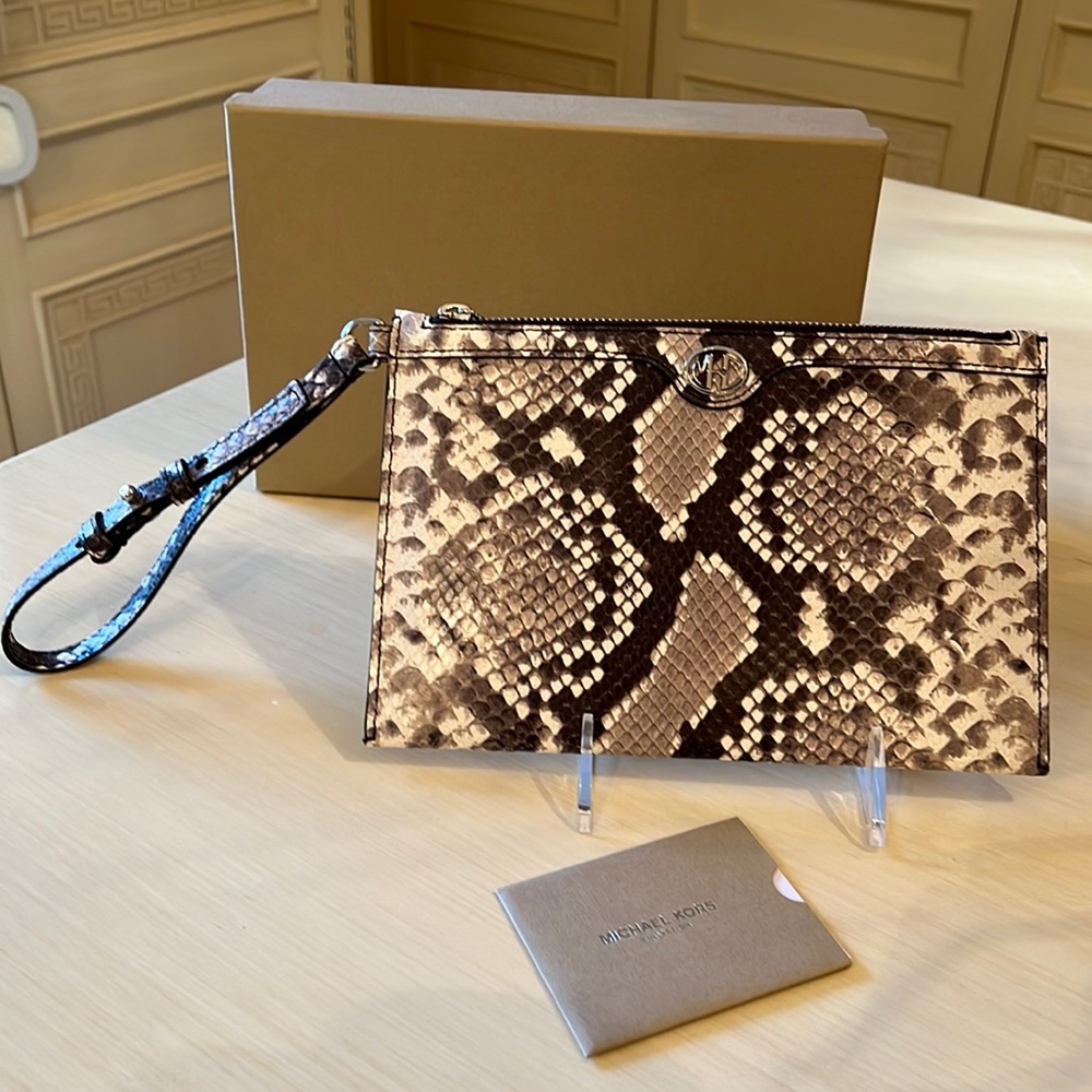 NWT Michael Kors Collection Reptile Print Wristlet/Clutch